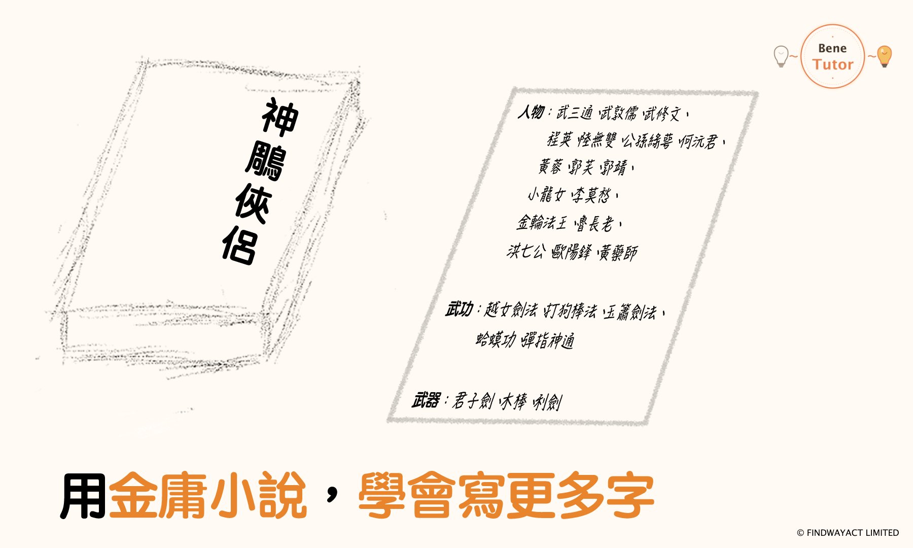 BeneTutor導師(Ben-SBXZ95)撰文：用金庸小說，學會寫更多字